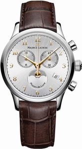 Maurice Lacroix Unisex Dial Display Type : Chronograph Water-restistant (bar) : 3 Diameter (without crown) in mm/inches : 38 / 15 Weight in g/ounces : 55 / 194 Watch # LC1087-SS001-121-1 (Men Watch)