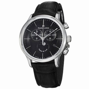 Maurice Lacroix Les Classiques Quartz Chronograph Date Moon Phase Black Watch# LC1148-SS001-331 (Men Watch)