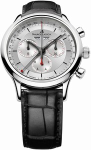 Maurice Lacroix Quartz Chronograph Black Leather Watch # LC1228-SS001-131-1 (Men Watch)