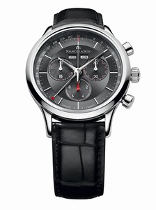 Maurice Lacroix Black Dial Leather Watch #LC1228-SS001-331 (Men Watch)