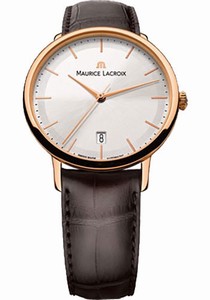 Maurice Lacroix Automatic Date 18k Rose Gold Case Brown Leather Watch # LC6007-PG101-130 (Men Watch)
