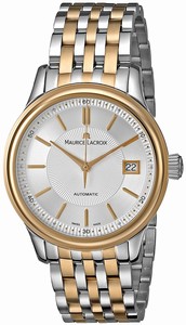 Maurice Lacroix Silver Dial Rose Gold Band Watch #LC6027-PS103-131 (Men Watch)