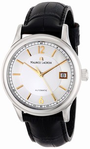 Maurice Lacroix Les Classiques Automatic Silver Dial Date Black Leather Watch # LC6027-SS001-121 (Men Watch)