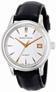 Maurice Lacroix Les Classiques Automatic Silver Dial Date Black Leather Watch # LC6027-SS001-131 (Men Watch)