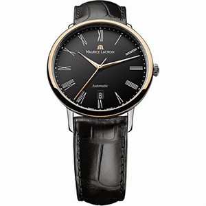 Maurice Lacroix Black Dial Leather Watch #LC6067-PS101-310-1 (Men Watch)