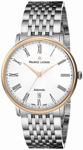 Maurice Lacroix Silver Dial Rose Gold Band Watch #LC6067-PS102-110 (Men Watch)