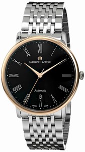 Maurice Lacroix Black Dial Rose Gold Band Watch #LC6067-PS102-310 (Men Watch)