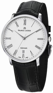 Maurice Lacroix White Dial Leather Watch #LC6067-SS001-110 (Men Watch)