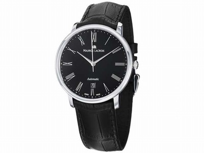 Maurice Lacroix Les Classiques Automatic Date Roman Numeral Dial Black Leather Watch #LC6067-SS001-310 (Men Watch)