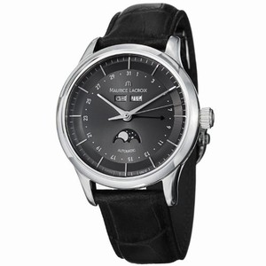 Maurice Lacroix Les Classiques Automatic Day Date Month Moon Phase Black Dial Leather Watch #LC6068-SS001-331 (Men Watch)
