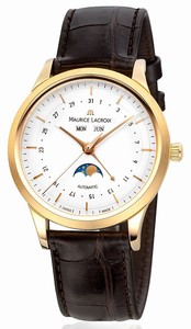Maurice Lacroix White With Gold Accents Dial 18k Yellow Gold Band Watch #LC6068-YG101-13E (Men Watch)