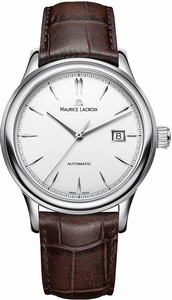 Maurice Lacroix Men's Dial Display Type : Analogue Water-restistant (bar) : 3 Diameter (without crown) in mm/inches : 40 / 157 Weight in g/ounces : 79 / 279 Watch # LC6098-SS001-130-2 (Men Watch)