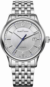 Maurice Lacroix Men's Dial Display Type : Analogue Water-restistant (bar) : 3 Diameter (without crown) in mm/inches : 40 / 157 Weight in g/ounces : 139 / 49 Watch # LC6098-SS002-120-1 (Men Watch)