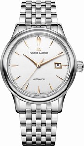 Maurice Lacroix Men's Dial Display Type : Analogue Water-restistant (bar) : 3 Diameter (without crown) in mm/inches : 40 / 157 Weight in g/ounces : 139 / 49 Watch # LC6098-SS002-131-1 (Men Watch)