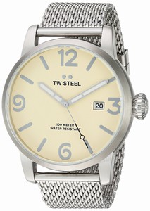 TW Steel Beige Dial Stainless Steel Band Watch #MB2 (Men Watch)