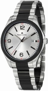 Maurice Lacroix Miros Quartz Date Silver Dial Two Tone Stainless Steel Watch #MI1018-SS002-131 (Men Watch)