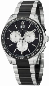 Maurice Lacroix Miros Quartz Date Chronograph Black Dial Two Tone Stainless Steel Watch #MI1028-SS002-331 (Men Watch)