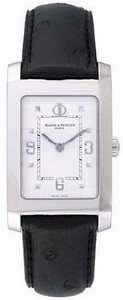 Baume & Mercier Quartz Stainless Steel White Dial Black Leather Band Watch #MOA08511 (Men Watch)