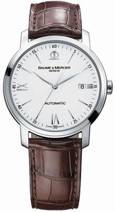 Baume & Mercier Automatic Stainless Steel Case White Dial Watch #MOA08686 (Men Watch)