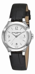 Baume & Mercier Silver guilloche dial with hours, minutes, seconds, date Stainless steel Watch #MOA08768 (Women Watch)