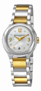 Baume & Mercier Mother of pearl guilloche dial with hours, minutes, seconds, date Steel and 18k gold Watch #MOA08774 (Women Watch)