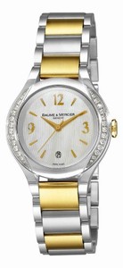 Baume & Mercier Mother of pearl guilloche dial with hours, minutes, seconds, date Steel and 18k gold Watch #MOA08775 (Women Watch)