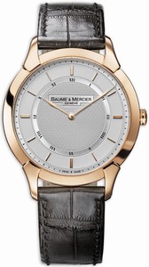 Baume & Mercier 18kt Rose Gold Case Silver Dial Watch #MOA08794 (Men Watch)