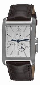 Baume & Mercier Silver guilloche dial with hours, minutes, seconds, annual date Stainless steel Watch #MOA08820 (Men Watch)