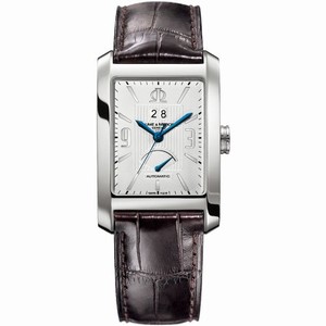 Baume & Mercier Silver guilloche dial with hours, minutes, seconds, and date Stainless steel Watch #MOA08821 (Men Watch)