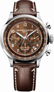 Baume & Mercier Stainless Steel Case Brown Dial Watch #MOA10002 (Men Watch)