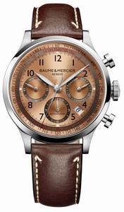 Baume & Mercier Stainless Steel Case Copper Dial Watch #MOA10004 (Men Watch)