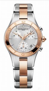 Baume & Mercier Stainless Steel & Gold Case Silver Dial Watch #MOA10016 (Women Watch)