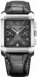 Baume & Mercier Brushed And Polished Stainless Steel Case Black Dial Watch #MOA10030 (Men Watch)