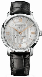 Baume & Mercier Polished Stainless Steel Case Silver Guilloche Dial Watch #MOA10038 (Men Watch)