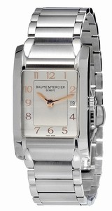 Baume & Mercier Hampton Quartz Silver Dial Date Stainless Steel Rectangle Watch# MOA10049 (Women Watch)