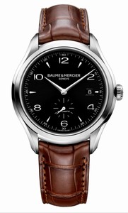 Baume & Mercier Automatic Black Dial Date Small Second Hand Brown Leather Watch# MOA10053 (Men Watch)