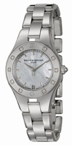 Baume & Mercier Linea Quartz Mother of Pearl Dial Diamond Bezel Stainless Steel Watch# MOA10071 (Women Watch)