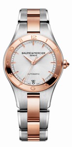 Baume & Mercier Linea Automatic Silver Dial Date 18ct Rose Gold Stainless Steel Watch# MOA10073 (Women Watch)