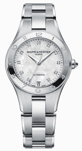 Baume & Mercier Linea Automatic Mother of Pearl Diamond Dial Stainless Steel Watch# MOA10074 (Women Watch)