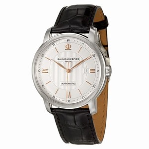 Baume & Mercier Classima Automatic Silver Dial Date Black Leather Watch# MOA10075 (Men Watch)
