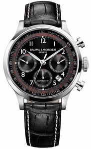 Baume & Mercier Automatic Chronograph Date Black Leather Watch# MOA10084 (Men Watch)