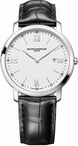 Baume & Mercier Stainless Steel Case White Dial Watch #MOA10097 (Men Watch)
