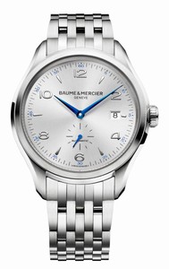 Baume & Mercier Clifton Automatic Silver Dial Date Small Second Hand Stainless Steel Watch# MOA10099 (Men Watch)