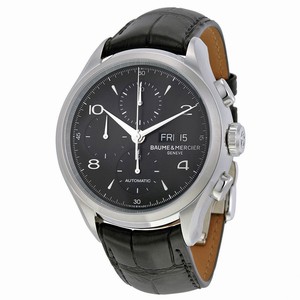 Baume & Mercier Automatic Chronograph Day Date Black Leather Watch #MOA10211 (Men Watch)