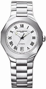 Baume & Mercier Swiss Automatic Dial Color Silver Watch #MOA8593 (Men Watch)