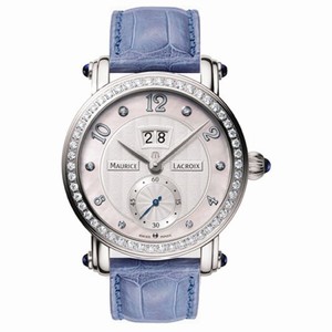 Maurice Lacroix Automatic Mother of Pearl Small Second Sub Dial Diamond Bezel Leather # MP6016-SD501-170 (Women Watch)