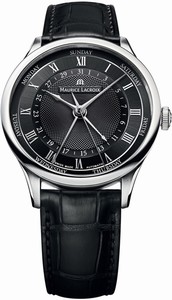Maurice Lacroix Masterpiece Automatic Roman Numerals Day Date Black Watch# MP6507-SS001-310 (Men Watch)
