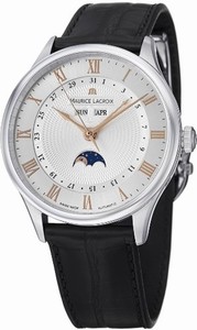 Maurice Lacroix Masterpiece Automatic Day Date Month Moon Phase Roman Numeral Black Leather Watch #MP6607-SS001-111 (Men Watch)