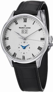 Maurice Lacroix Masterpiece Automatic Date GMT White Dial Leather Watch #MP6707-SS001-112 (Men Watch)
