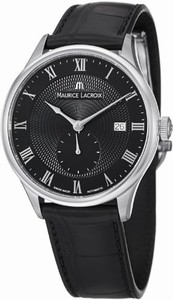 Maurice Lacroix Masterpiece Automatic Date Black Dial Small Second Leather Watch #MP6907-SS001-310 (Men Watch)